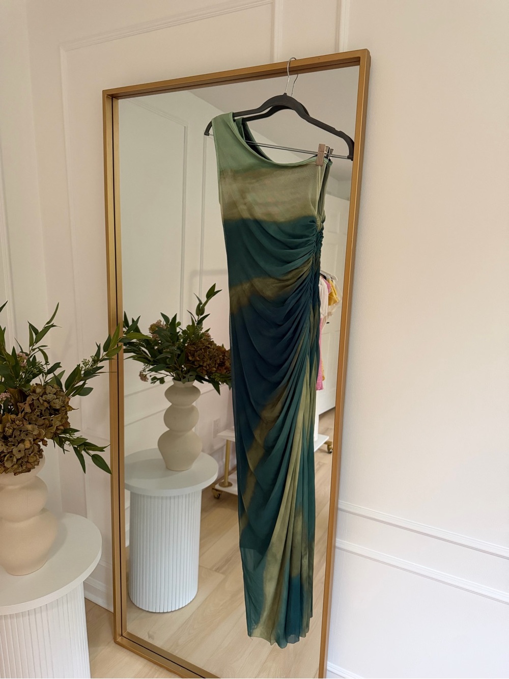 Amazon Floerns Green Ombre Ruched Side Maxi Dress
